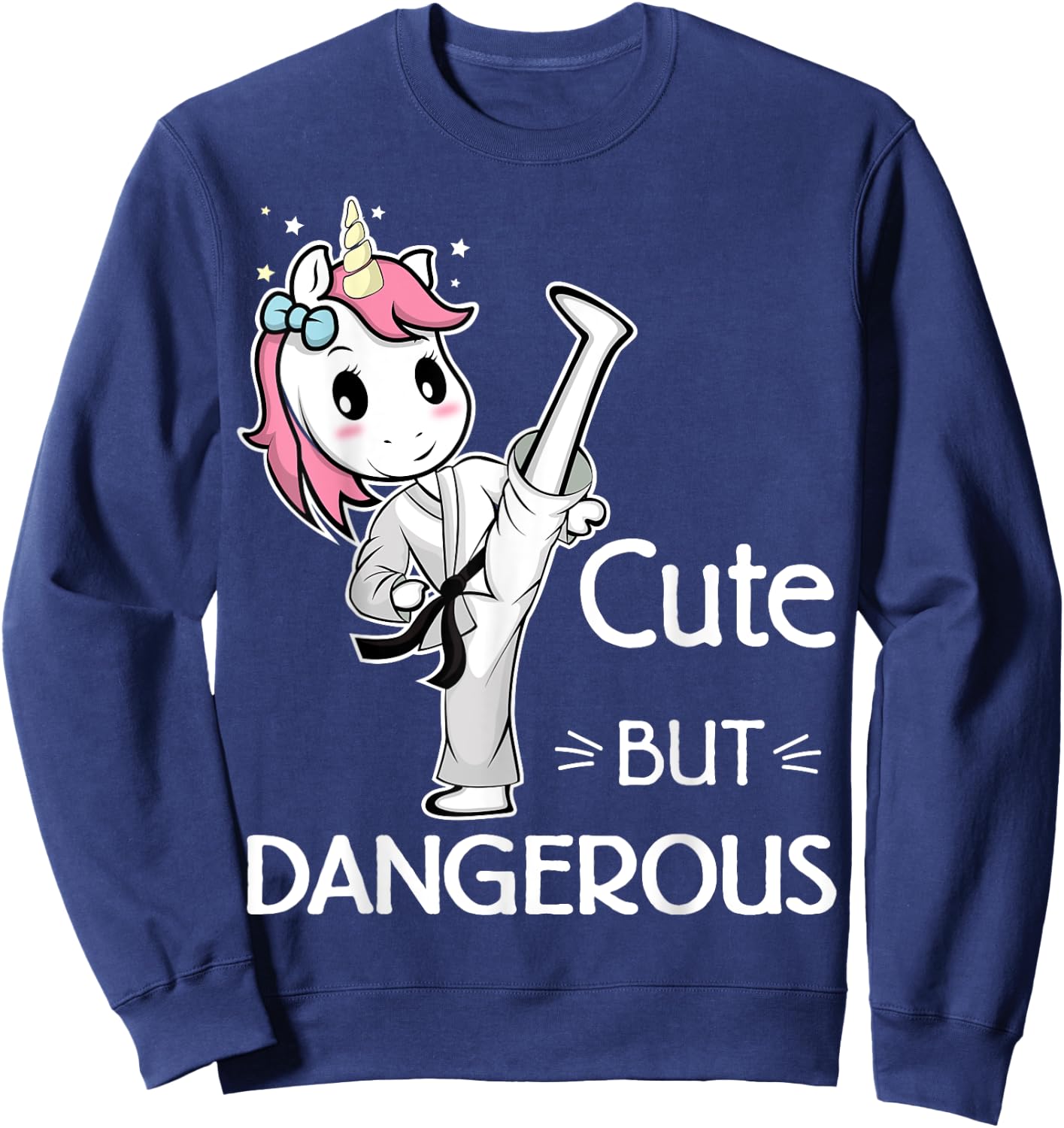 Cute but Dangerous Karate Taekwondo Unicorn Karate Girl Sweatshirt - Sweatshirt | Navy