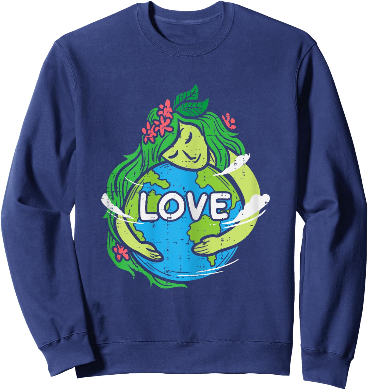 Love Mother Earth Planet Hug Nature Environment Earth Day Sweatshirt - Sweatshirt | Navy