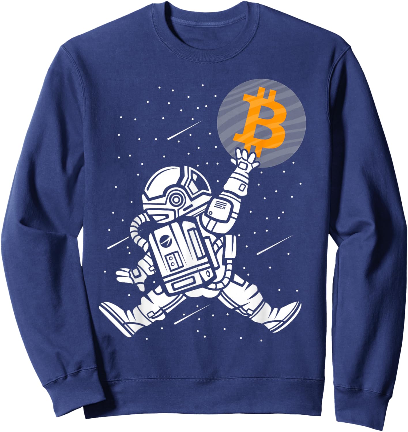 Crypto Bitcoin Shirt Funny HODL BTC Astronaut Crypto Trader Sweatshirt - Sweatshirt | Navy