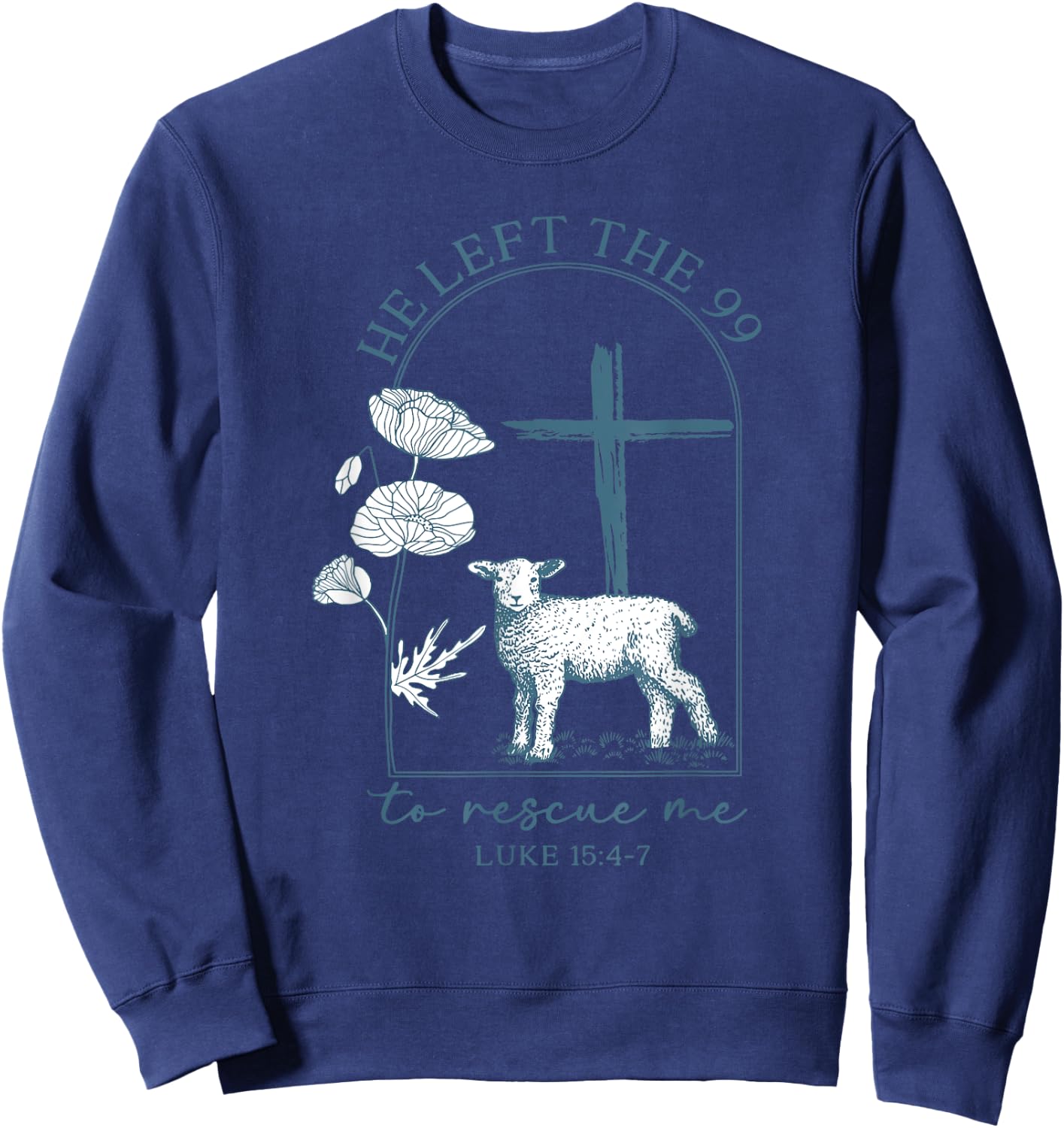 Retro He Left The 99 To Find Me Luke 15.4-7 Sweatshirt - Sweatshirt | Navy