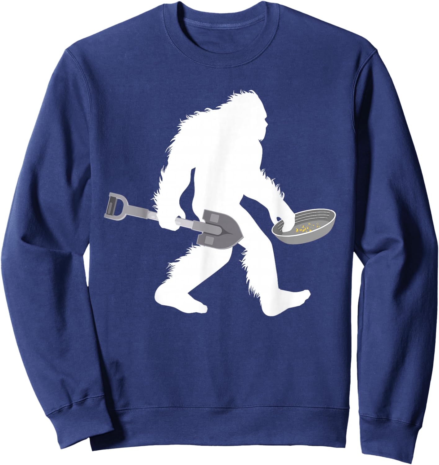 Gold Panning Bigfoot Miner with Shovel Sasquatch Prospecting Sweatshirt - Sweatshirt | Navy