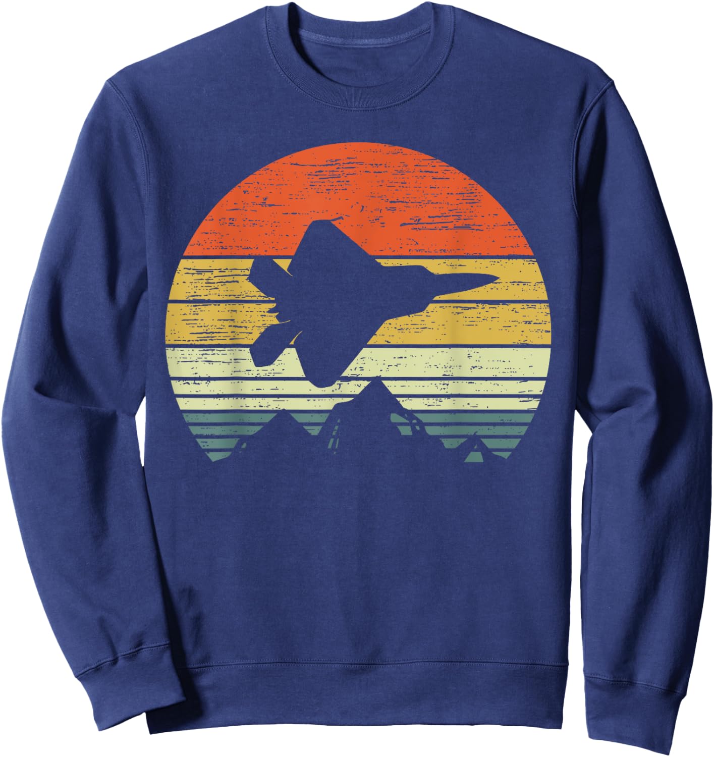 F-22 Sunset vieilli | Vétéran de chasse vintage Sweatshirt - Sweatshirt | Navy