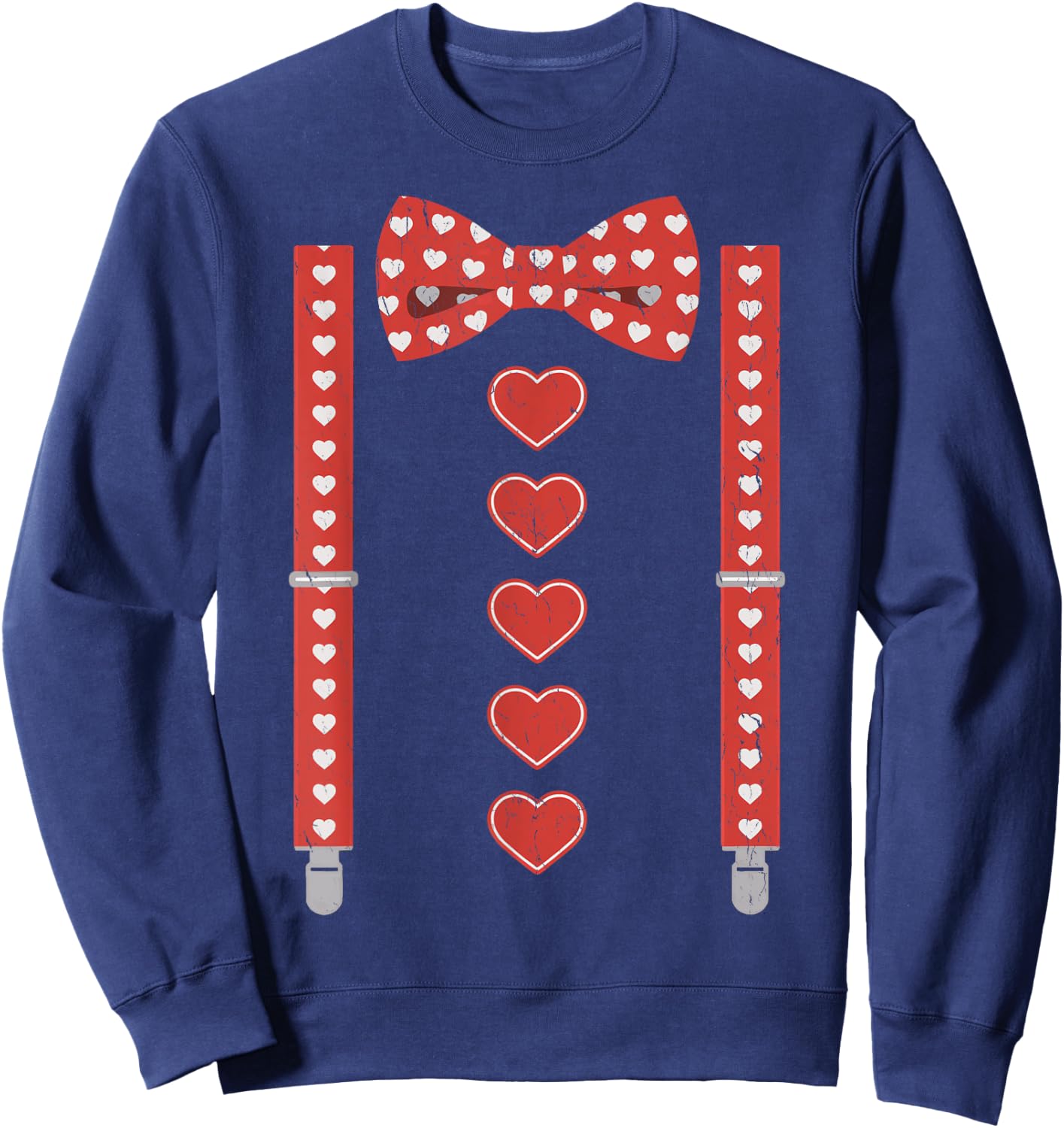 Valentines Day Bow Tie and Suspenders Sweatshirt - Sweatshirt | Navy