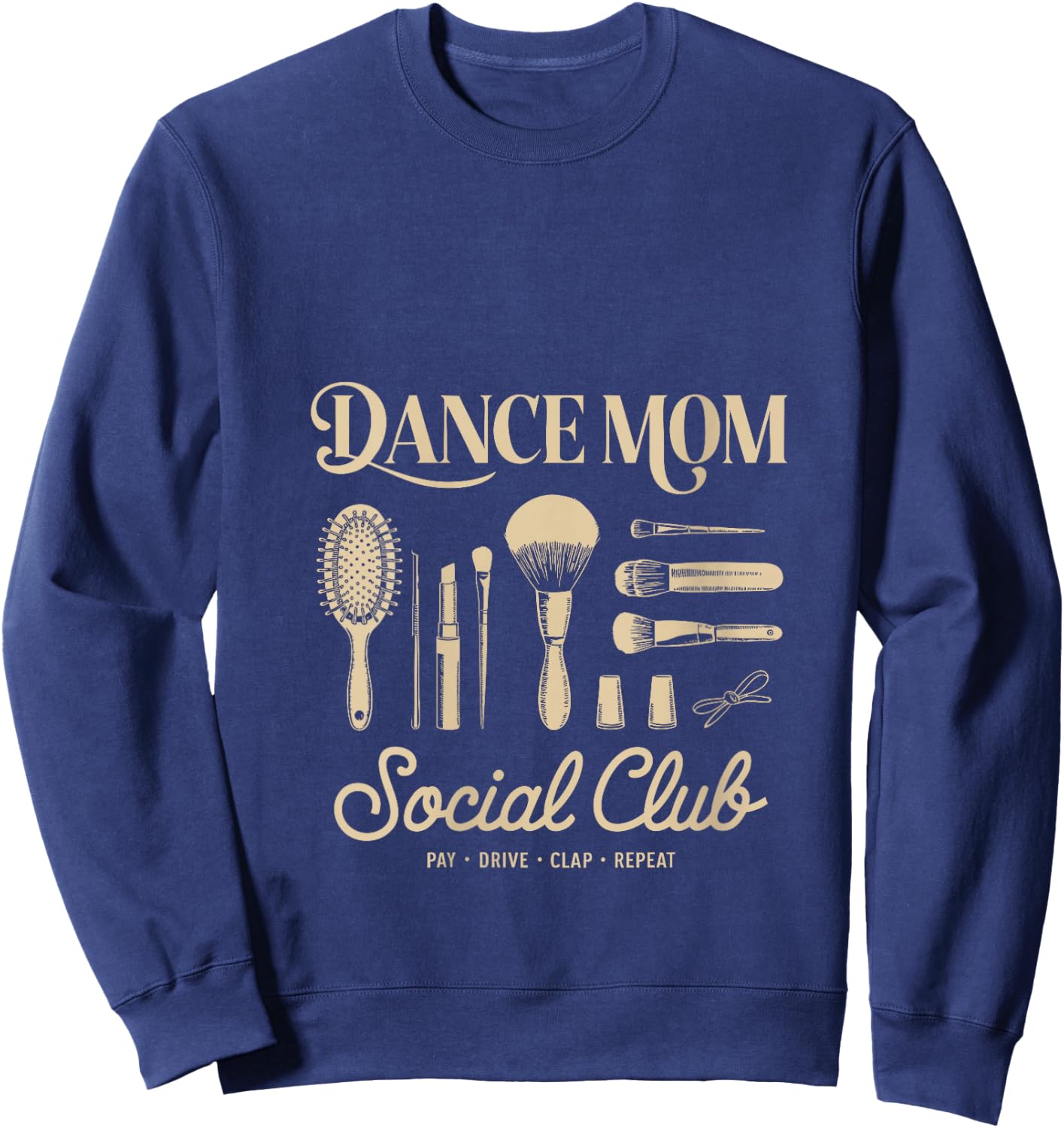 Women's Retro Funny Dance Mom Social Club Mama Sarcastic Mothers Day V-Neck Sweatshirt - Sweatshirt | Navy