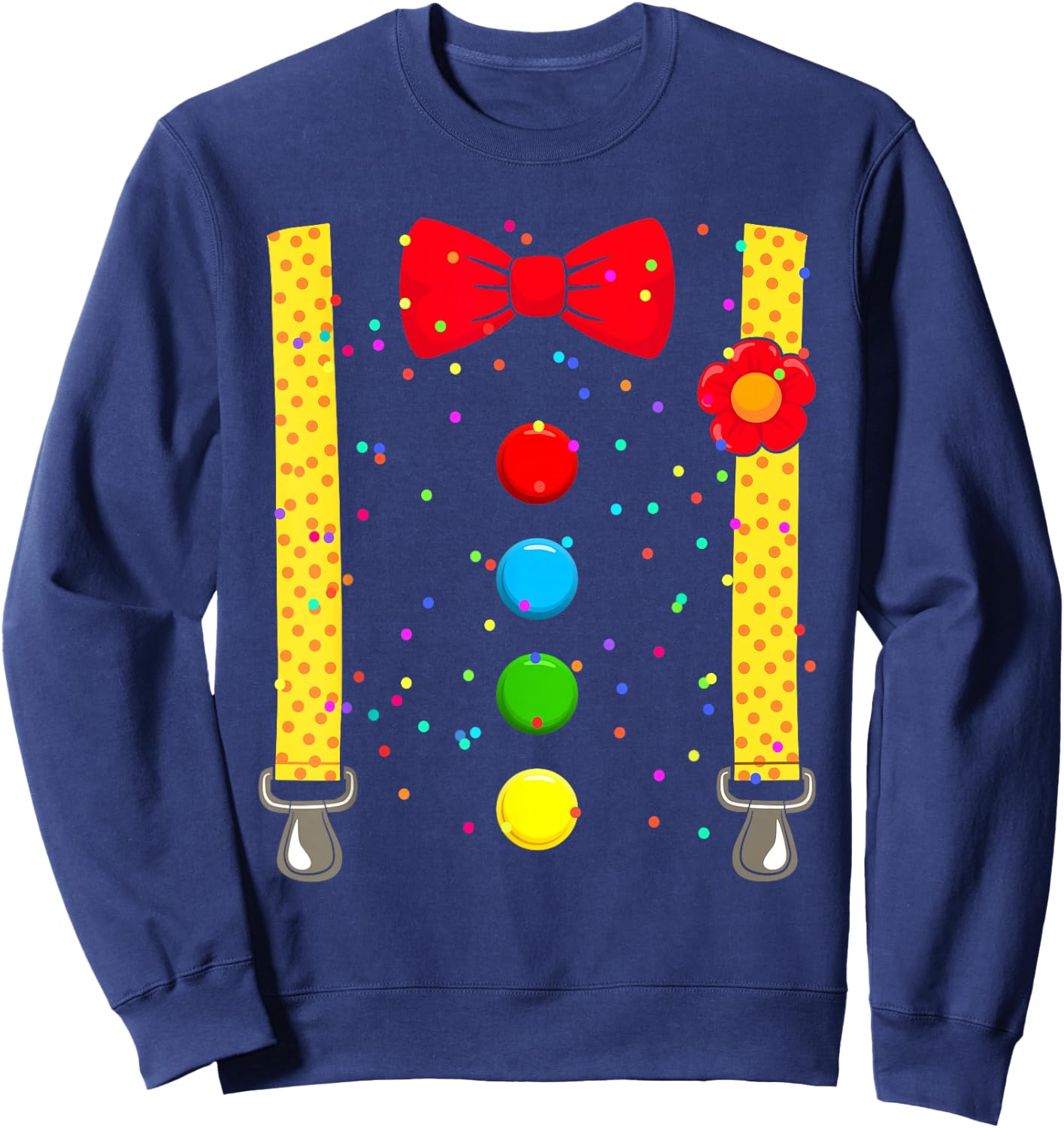 Clown Costume with Braces Confetti for Carnival Fancy Dress , black Sweatshirt - Sweatshirt | Navy