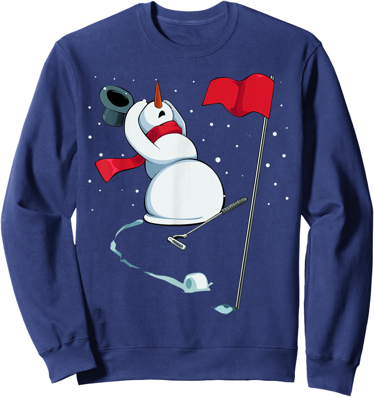Snowman Playing Golf Christmas Pajama Sport X-Mas Golfer Sweatshirt - Sweatshirt | Navy