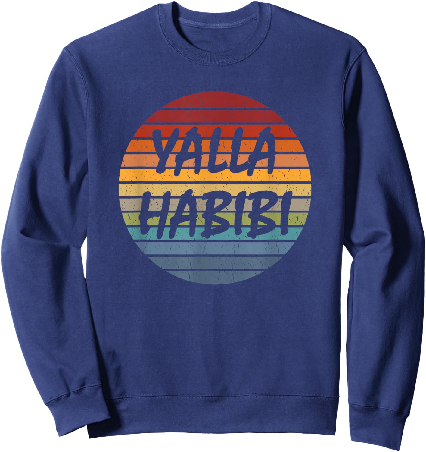 Vintage Yallah Habibi Arabic Designs & Gifts Retro Arab Sweetheart Islam Muslim -Adults Black Small Sweatshirt - Sweatshirt | Navy