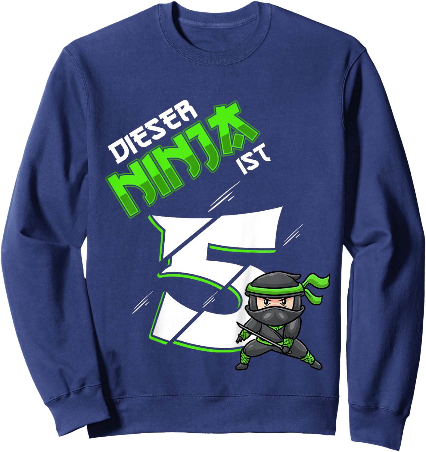 Children's 5th Birthday Boy 5 Years Old Ninja , black Sweatshirt - Sweatshirt | Navy