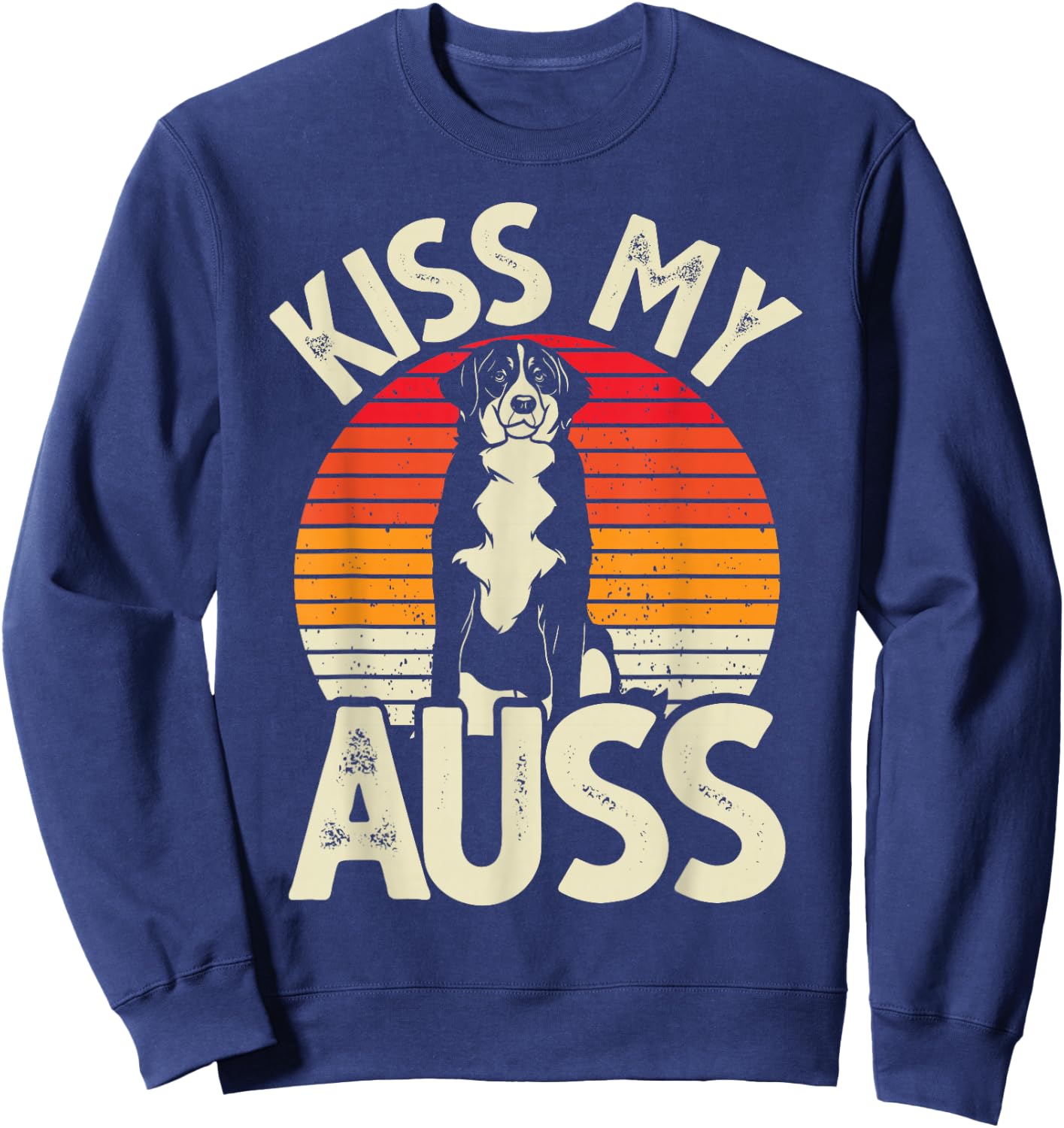 Kiss My Auss Australian Shepherd Aussie Sweatshirt - Sweatshirt | Navy