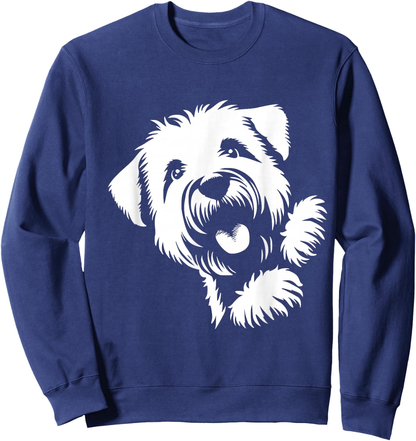 Soft Coated Wheaten Terrier Peeking Dog Graphic Design , Small, Black Sweatshirt - Sweatshirt | Navy