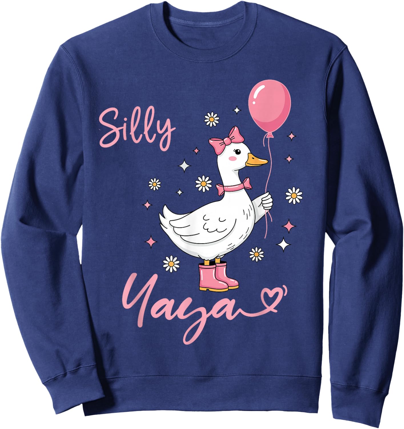 Silly Yaya Cute Goose Grandmother Family Matching Birthday Sweatshirt - Sweatshirt | Navy