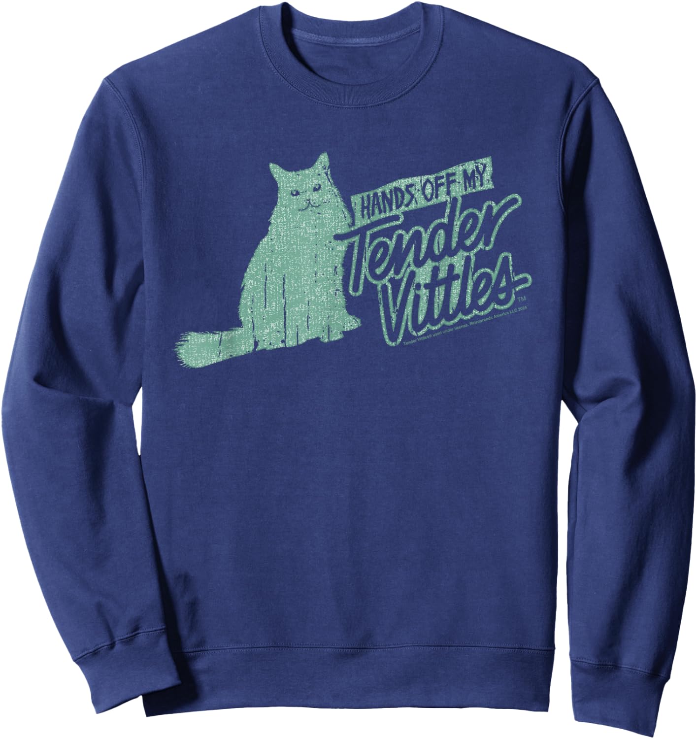 Hands Off My Tender Vittles Retro Cat Food Men Women Kids Sweatshirt - Sweatshirt | Navy