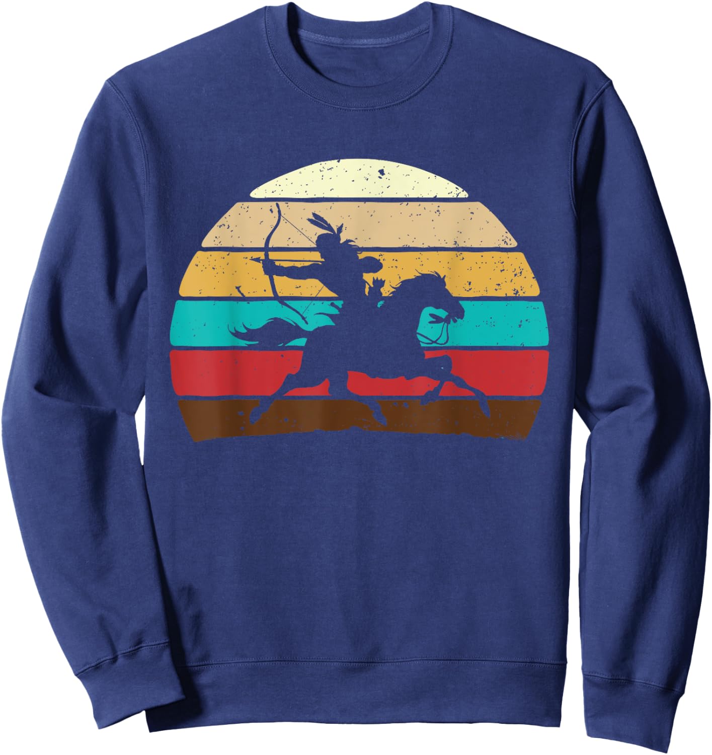 Retro Horse Riding - Native American Indian Pride Indigenous Sweatshirt - Sweatshirt | Navy