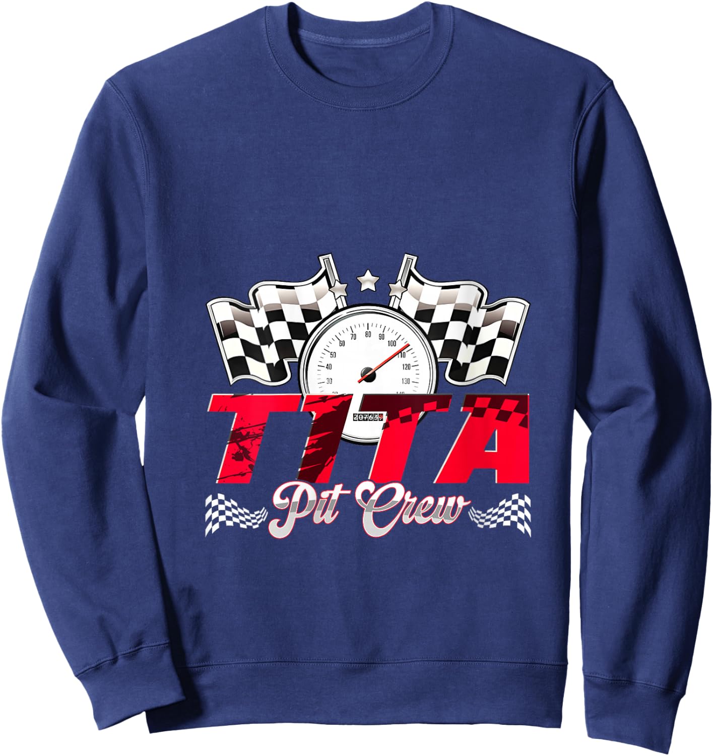 Race Car Birthday Party Racing Family Tita Pit Crew V-Neck Sweatshirt - Sweatshirt | Navy
