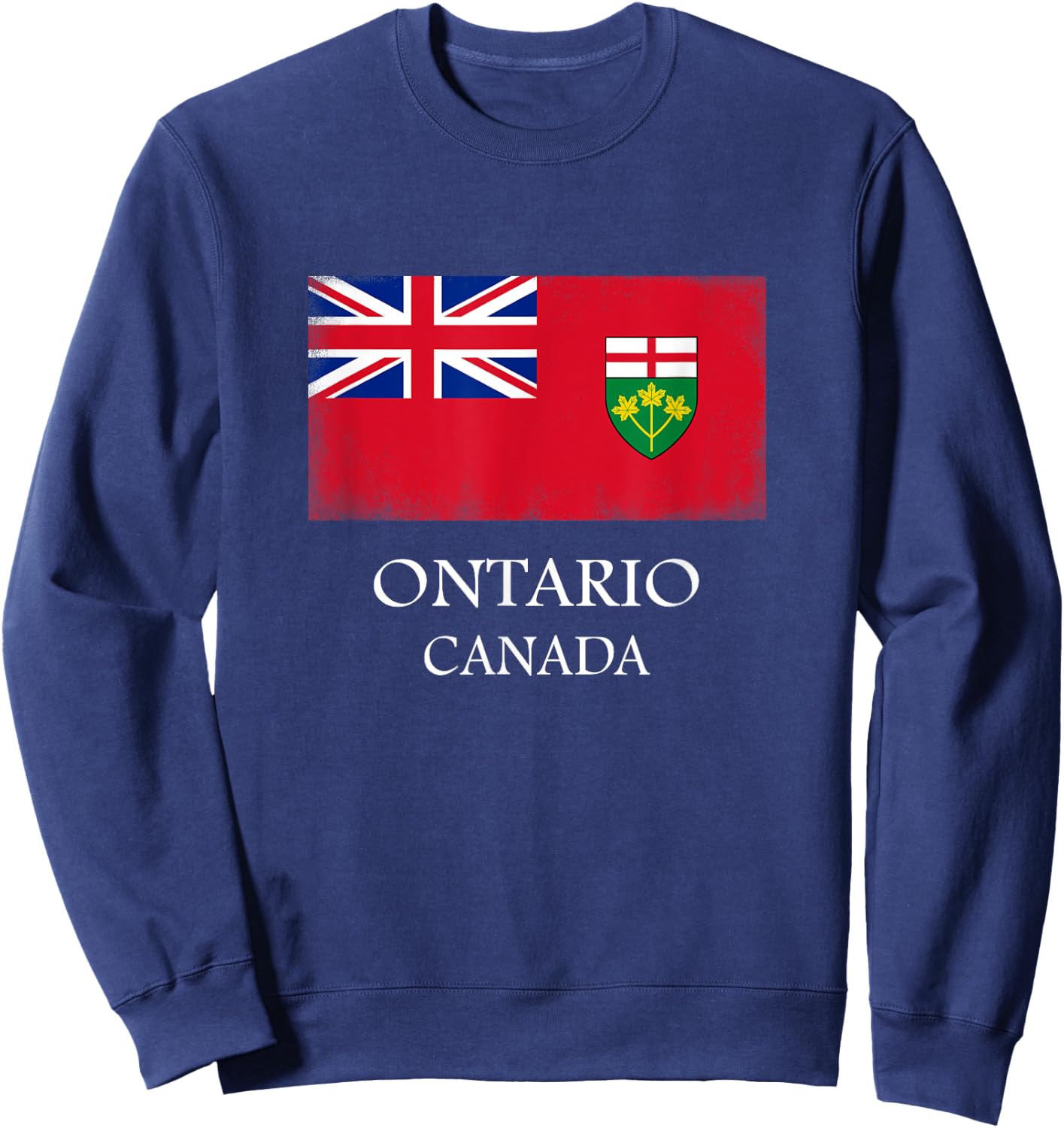 Ontario Canada Flag Province Vintage Canadian Day Sweatshirt - Sweatshirt | Navy