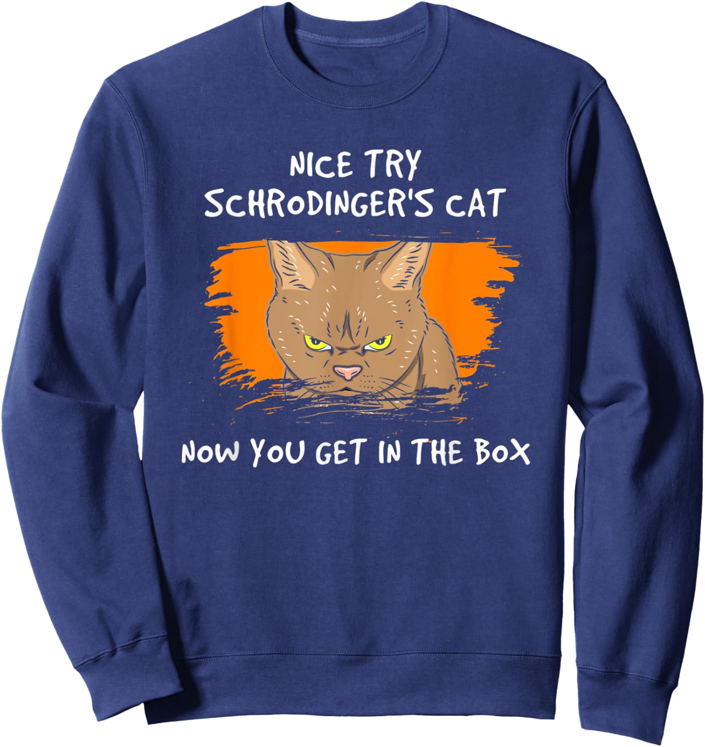 Nice Try Schrodinger Now You Get In The Box Vintage Cat Idea Men Women Sweatshirt - Sweatshirt | Navy