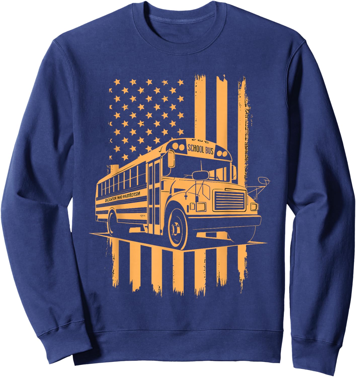 School Bus Driver USA Flag Sweatshirt - Sweatshirt | Navy