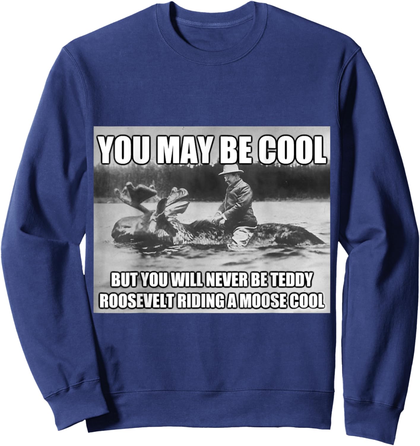 Funny Hipster Theodore Teddy Roosevelt Meme T Shirt Sweatshirt - Sweatshirt | Navy