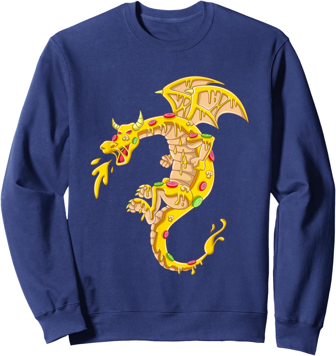 Pizza Dragon Pizza Dragon Delicious Italian Food Cheese Sweatshirt - Sweatshirt | Navy