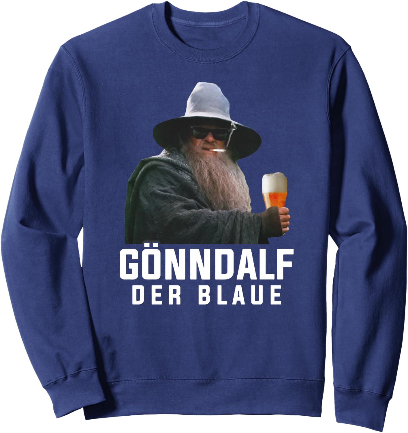 Gönndalf der Blaue Biertrinker Saufen Bier Beer Premium Sweatshirt - Sweatshirt | Navy