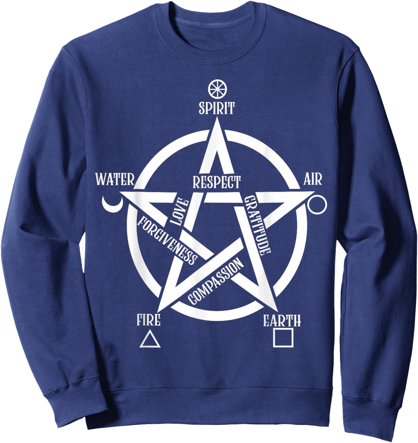 Spirit Water Fire Earth Air - Pentacle Elemental Witch Sweatshirt - Sweatshirt | Navy