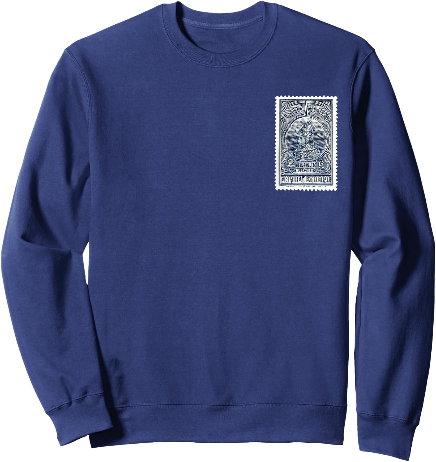Äthiopischer Kaiser Haile Selassie alte Briefmarkenkunst Juda Rasta Sweatshirt - Sweatshirt | Navy