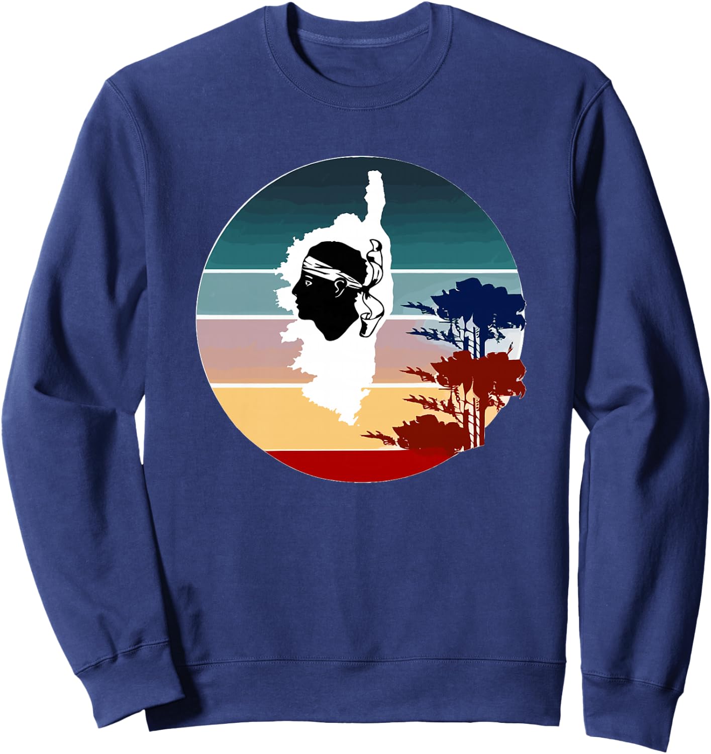 Corsica Island avec Arbres Carte Corse Haut de Gamme Sweatshirt - Sweatshirt | Navy