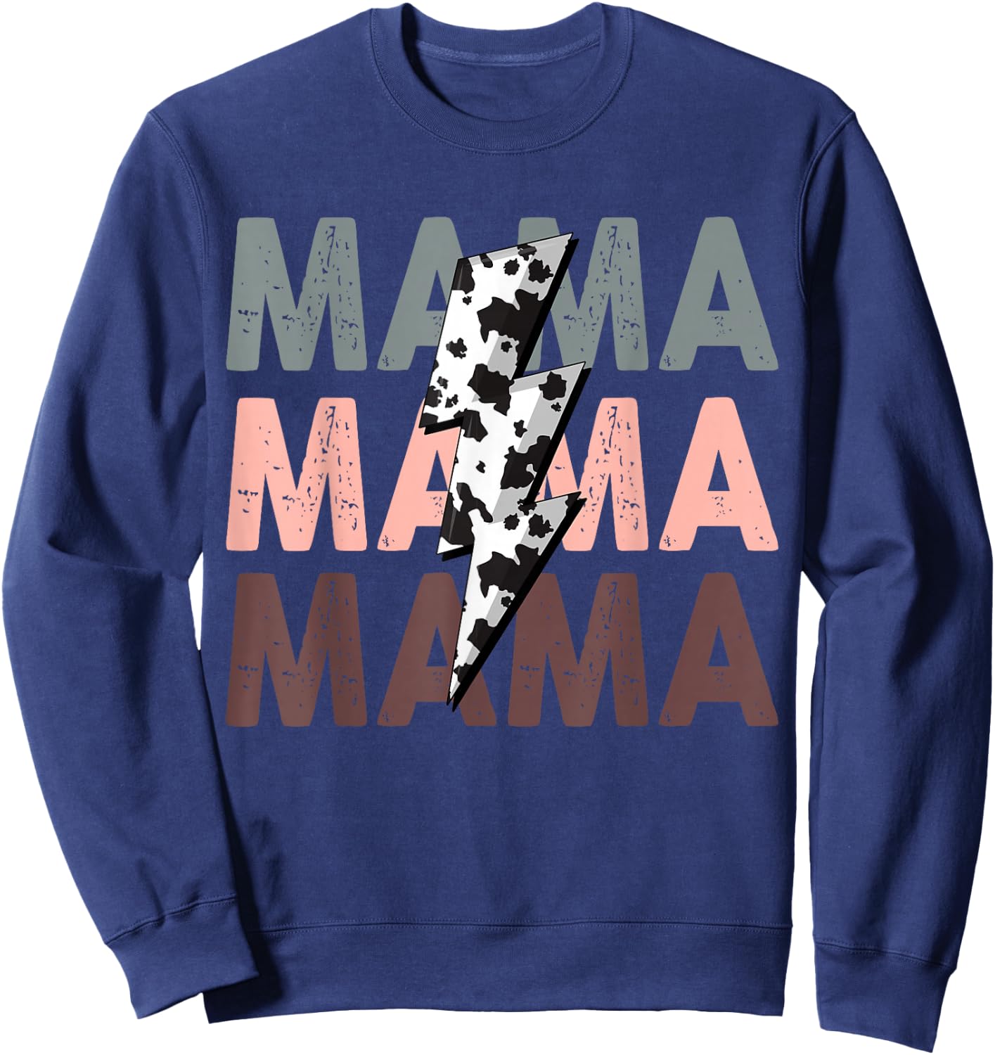 Vintage Mama Cow Pattern Woman Graphic Cowgirl Sweatshirt - Sweatshirt | Navy
