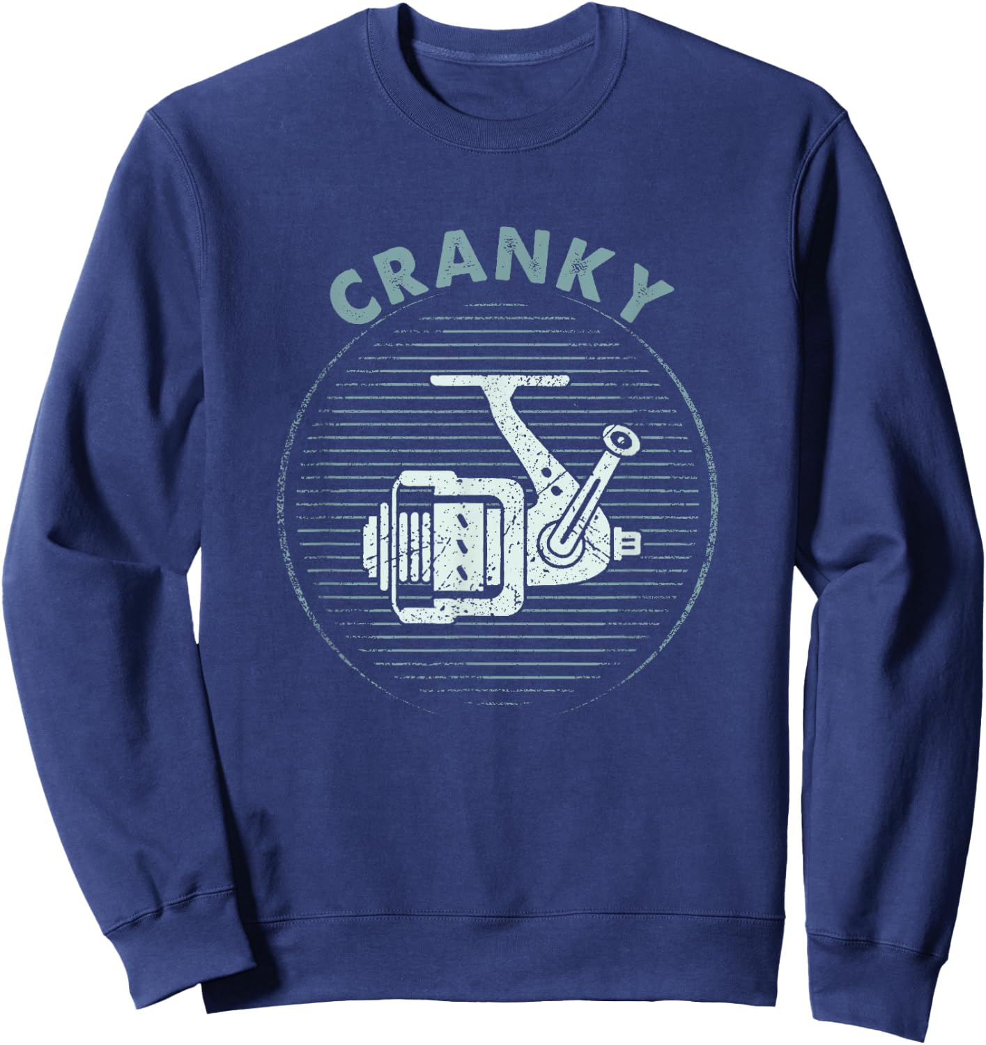 Funny Fishing , Cranky Fishing Reel Sweatshirt - Sweatshirt | Navy