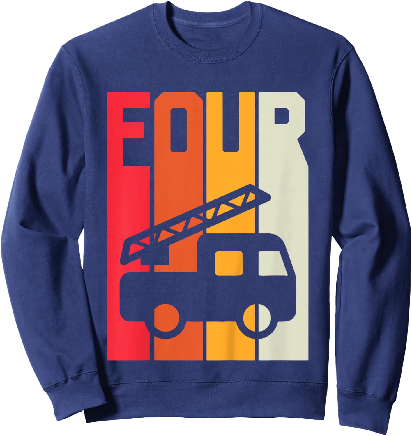 Fire Truck 4th Birthday Boys Firefighter Fireman 4 Years Sweatshirt - Sweatshirt | Navy