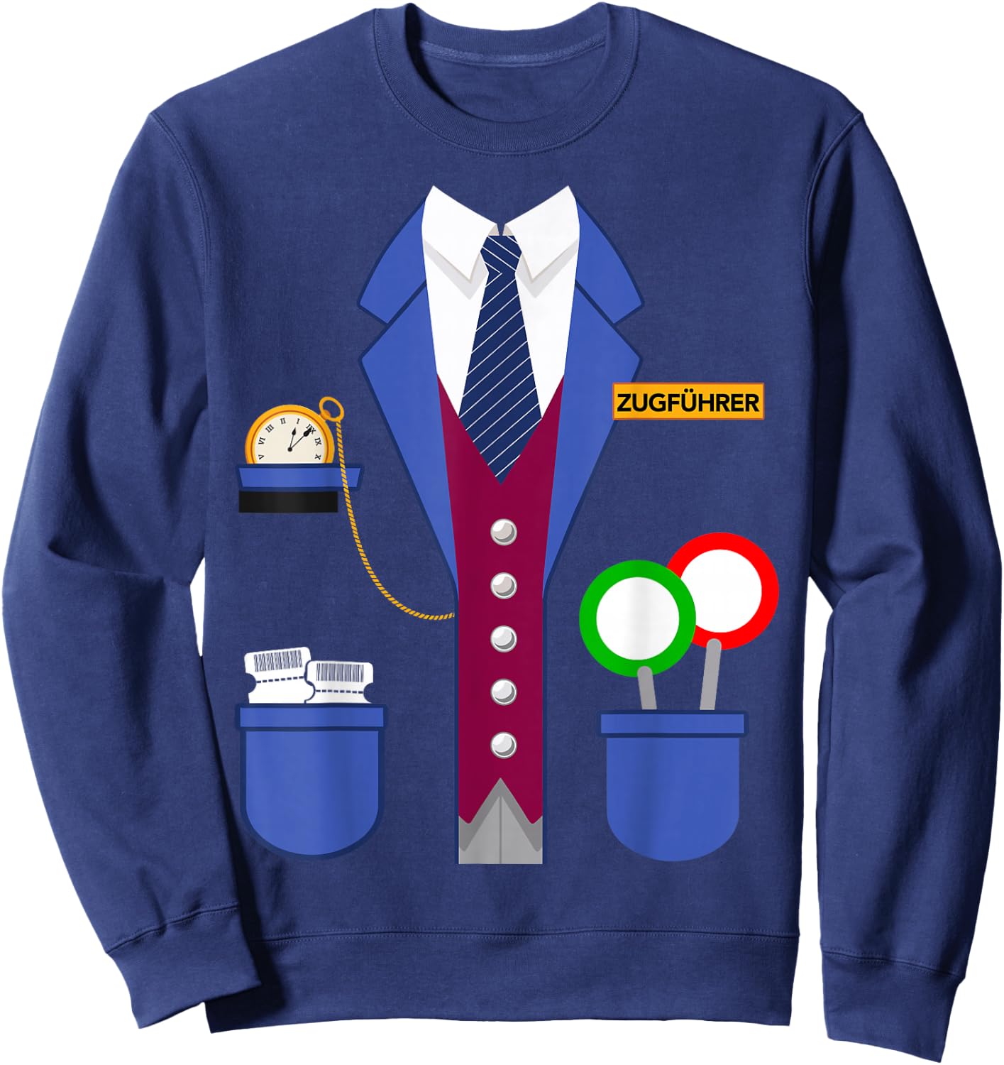 Train Guide Schaffner Train Costume for Carnival Fancy Dress , black Sweatshirt - Sweatshirt | Navy