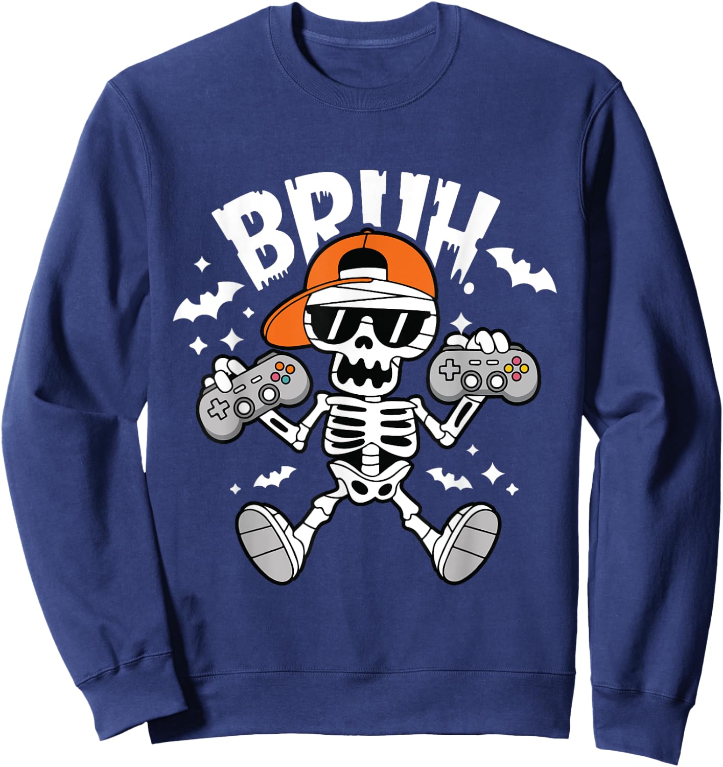 Halloween Skeleton Gamer Video Gaming Boys Men Kids Teens Sweatshirt - Sweatshirt | Navy