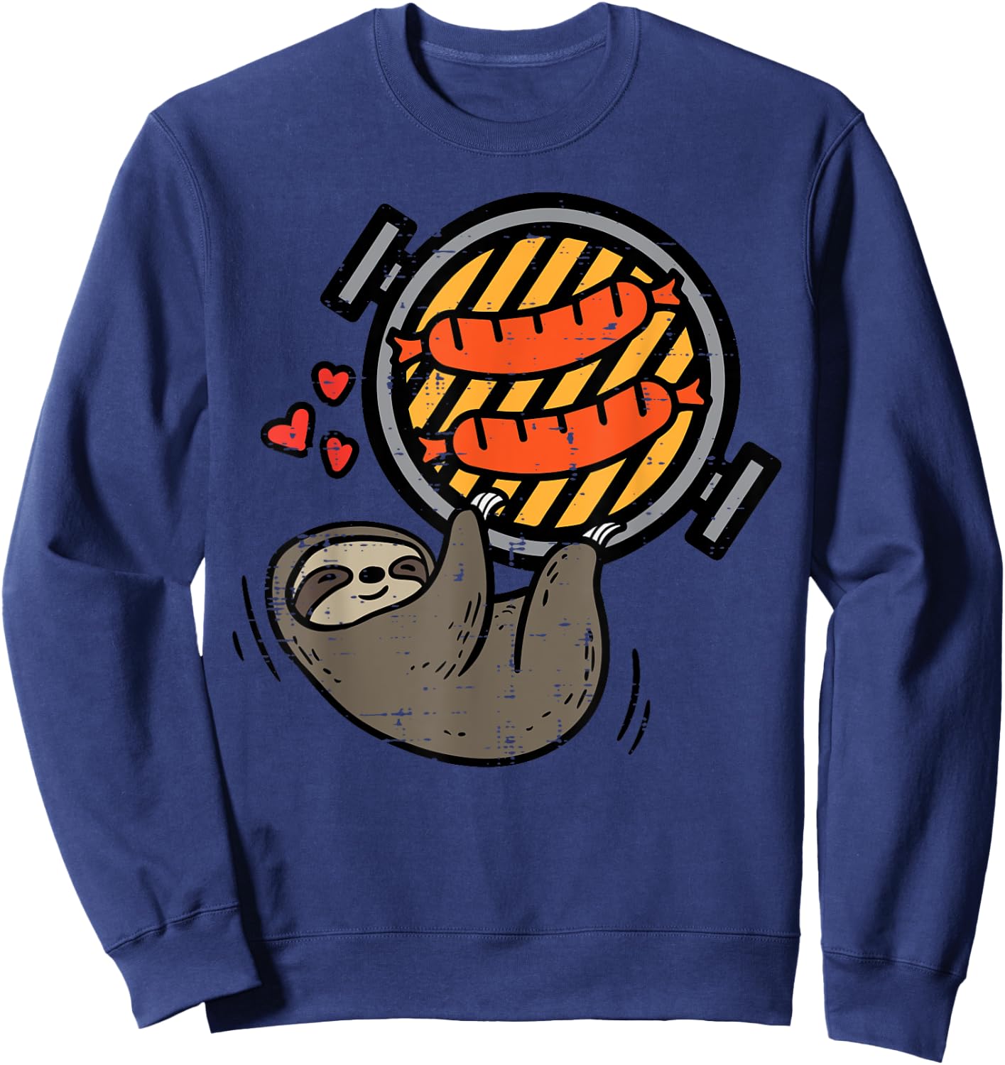 Sloth Bbq Grill Barbecue Meat Kids Toddler Women Men Sweatshirt - Sweatshirt | Navy