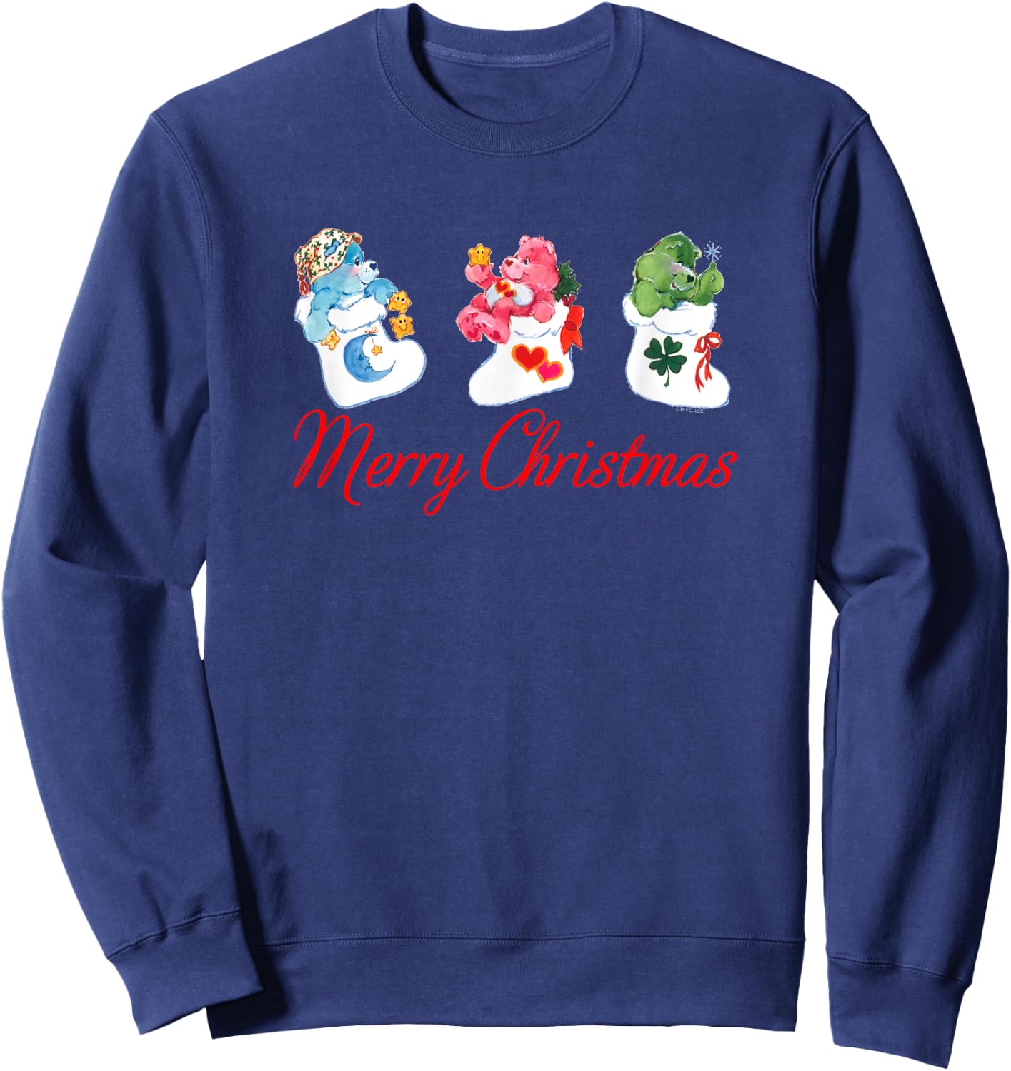 Care Bears Merry Christmas Stockings Retro Cartoon Sweatshirt - Sweatshirt | Navy