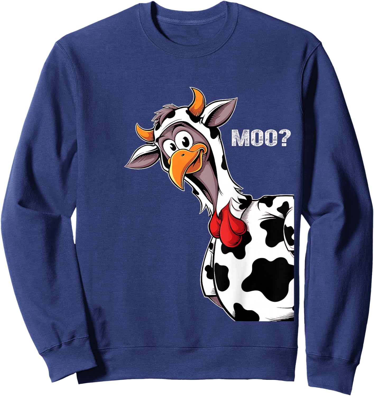 Turkey Moo Funny Thanksgiving Turkey Dressed As A Cow Sweatshirt - Sweatshirt | Navy