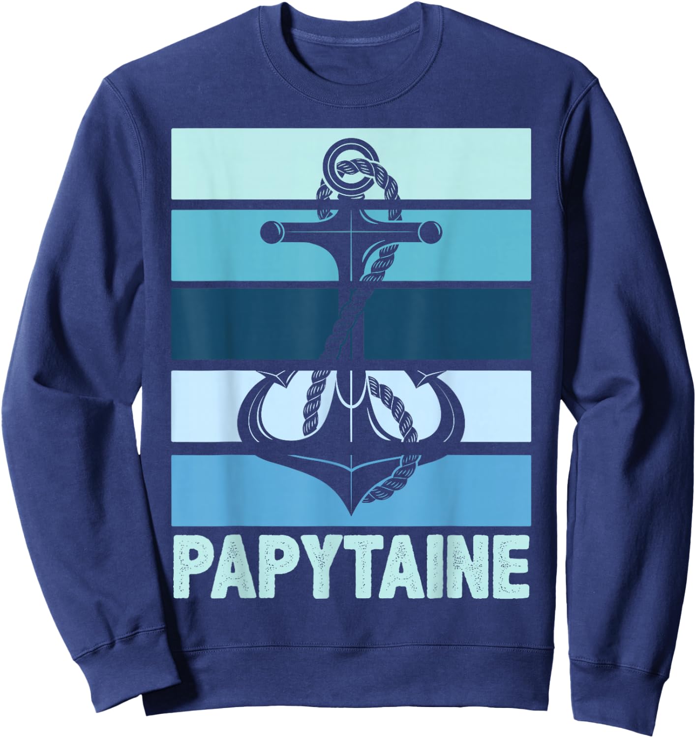 Papytaine Du Vire Grandpa Captain Boat Humour Sailor , Black Sweatshirt - Sweatshirt | Navy