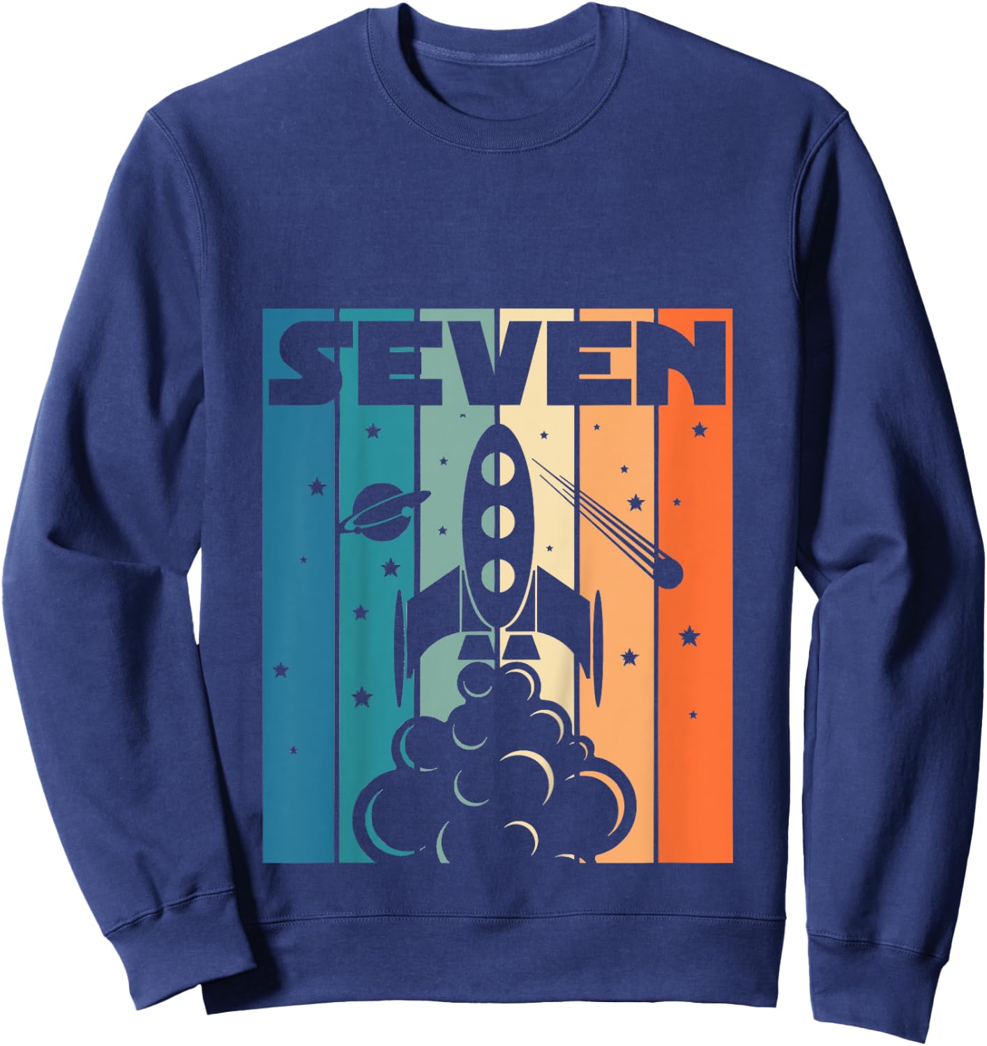 7 Year Old 7th Space Rocket Astronaut Birthday Boys Girls Sweatshirt - Sweatshirt | Navy