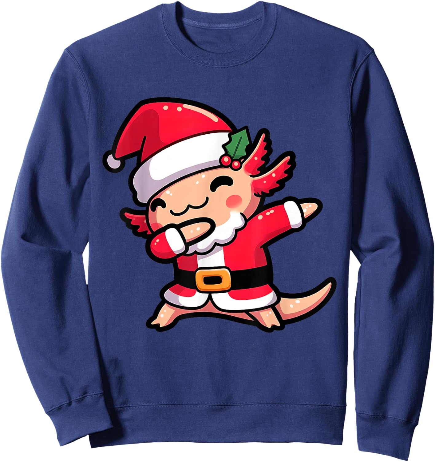 Axolotl Dabbing Santa Claus Christmas Family Matching Pajama Sweatshirt - Sweatshirt | Navy