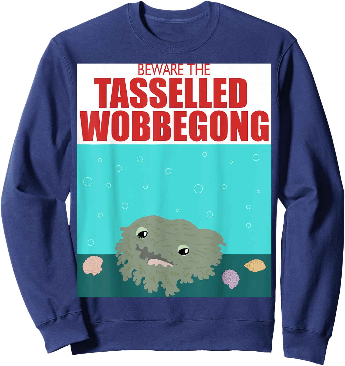 Beware the Tasselled Wobbegong Funny Shark Sweatshirt - Sweatshirt | Navy