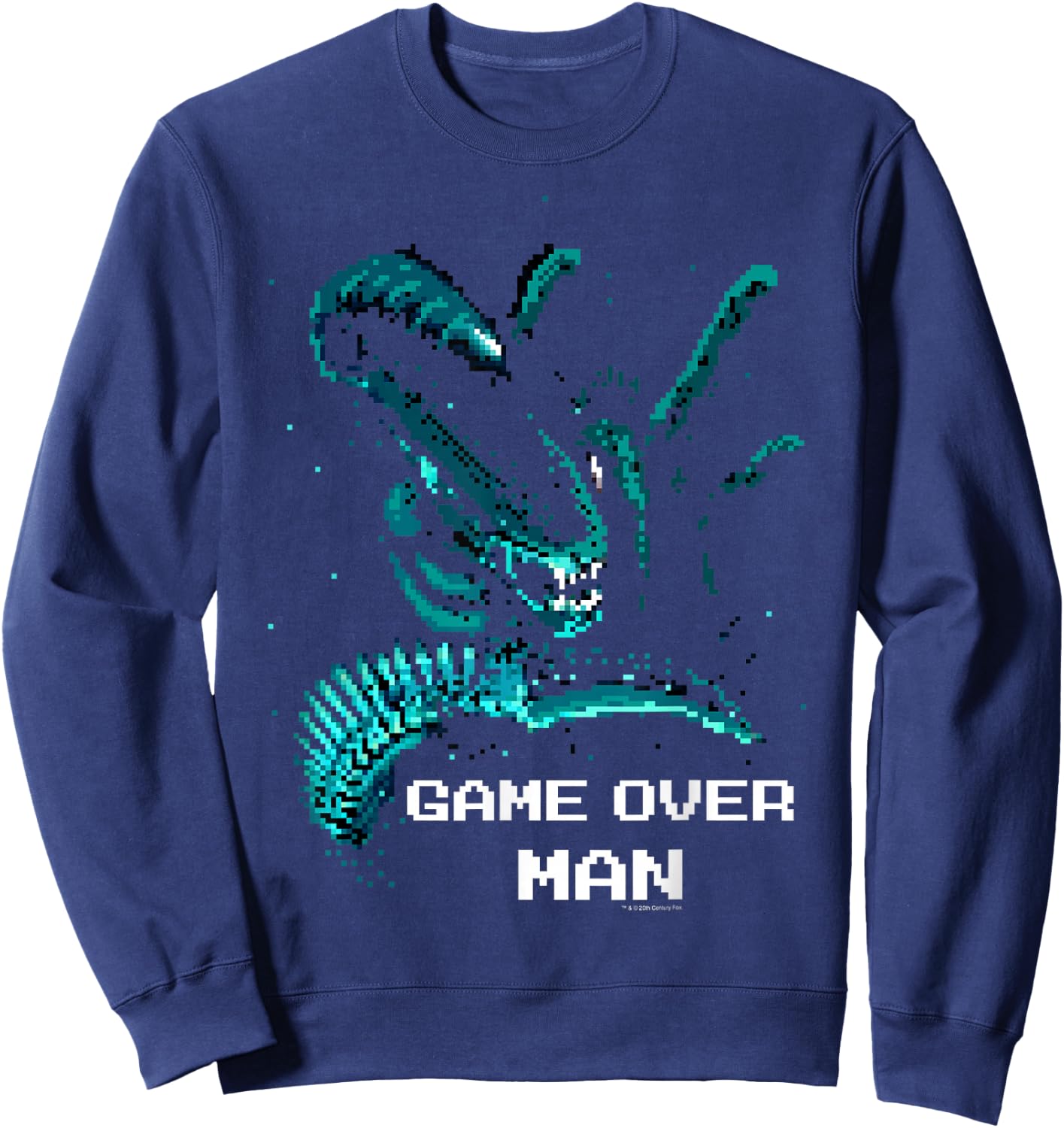 Aliens Iconic Xenomorph Game Over Man Pixelated Style Logo Sweatshirt - Sweatshirt | Navy