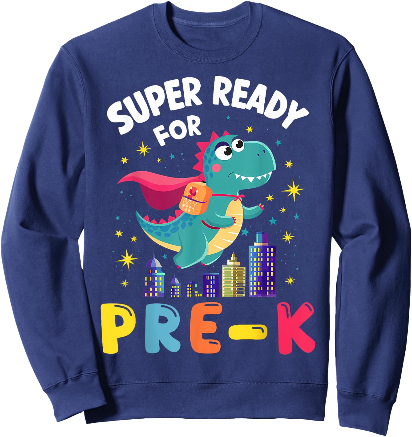 First Day Pre-K Back To School Dinosaur Sweatshirt - Sweatshirt | Navy