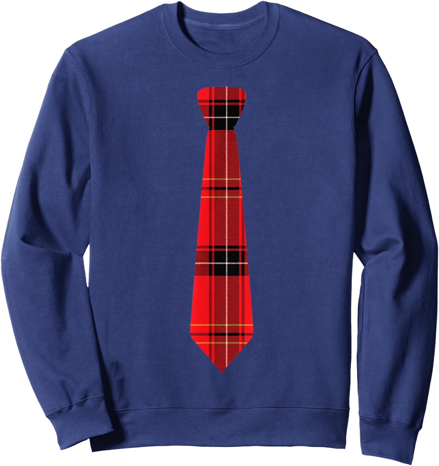 Novelty Red Plaid Necktie Design Sweatshirt - Sweatshirt | Navy
