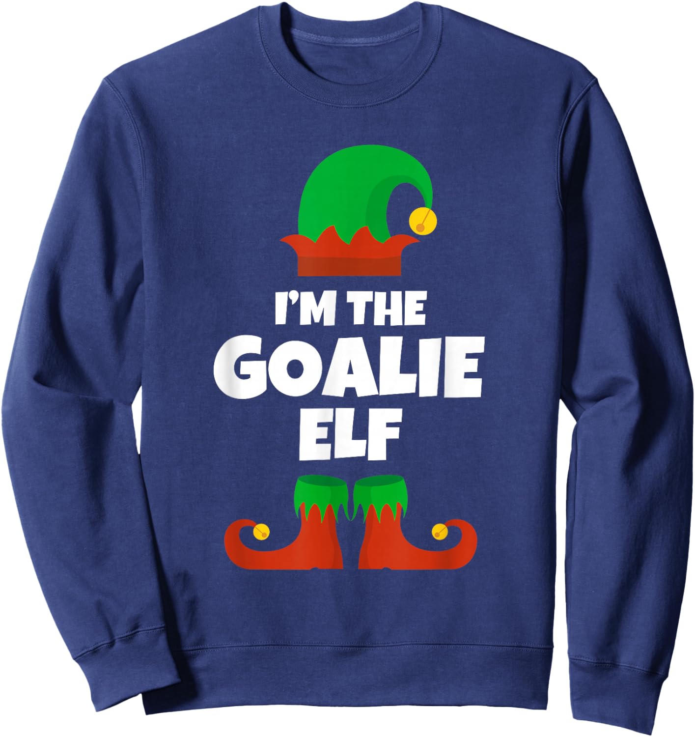 I'm The Goalie Elf Family Pajama Christmas Hockey Soccer Sweatshirt - Sweatshirt | Navy