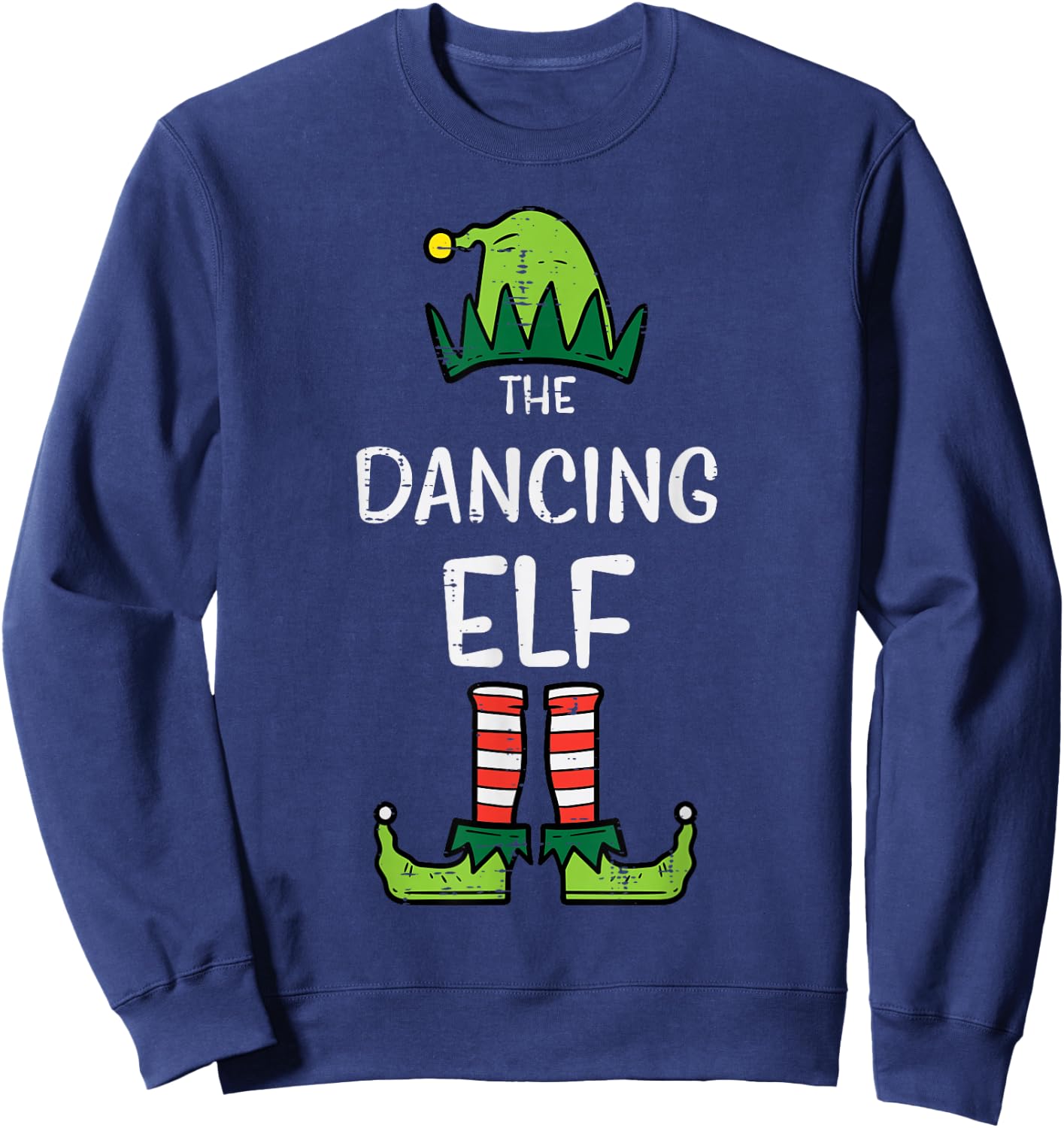 Dancing Elf Xmas PJs Matching Christmas Pajamas Family Girls Sweatshirt - Sweatshirt | Navy