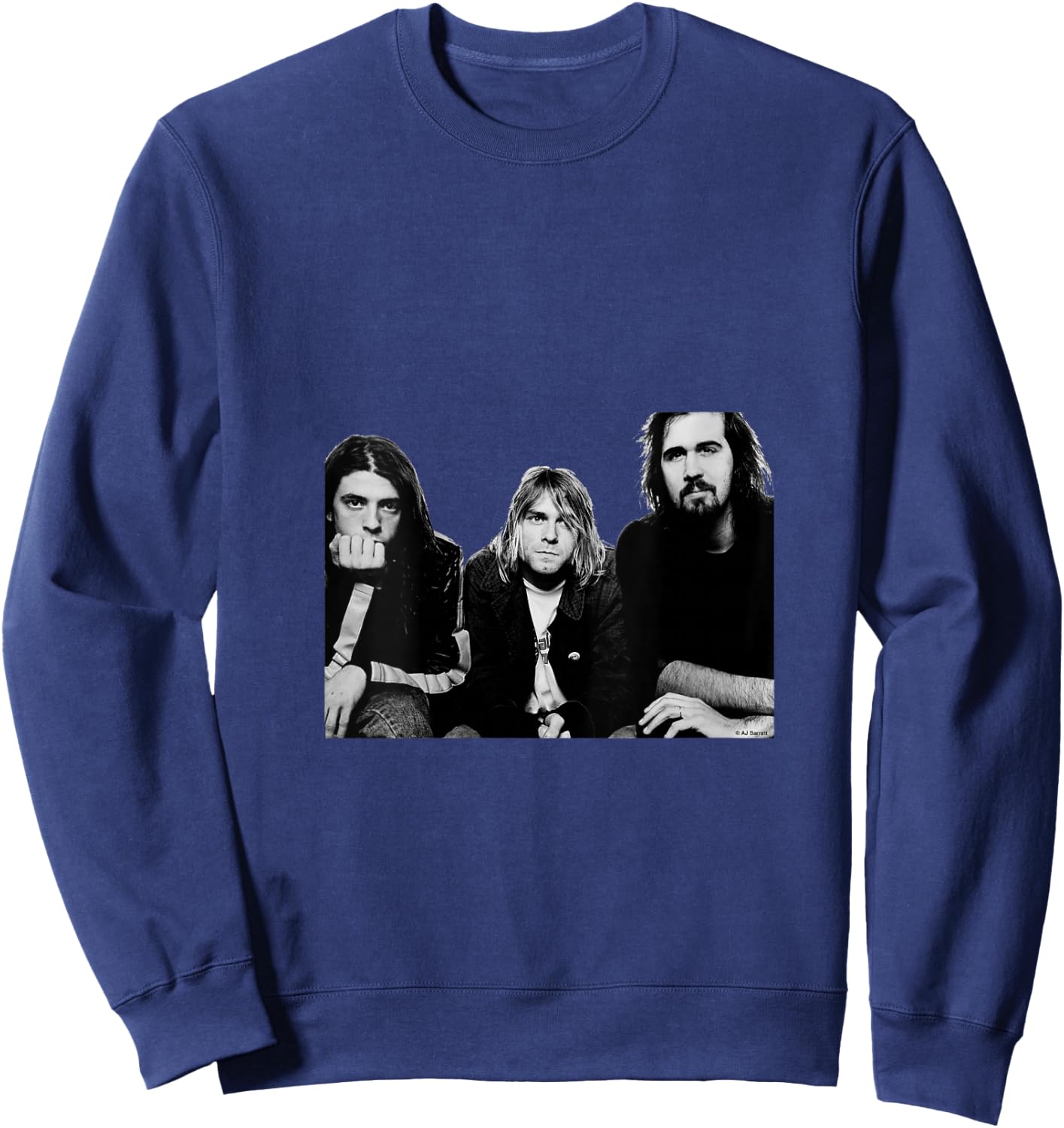 Women's Nirvana Kurt Cobain Band Portrait By AJ Barratt V-Neck Sweatshirt - Sweatshirt | Navy