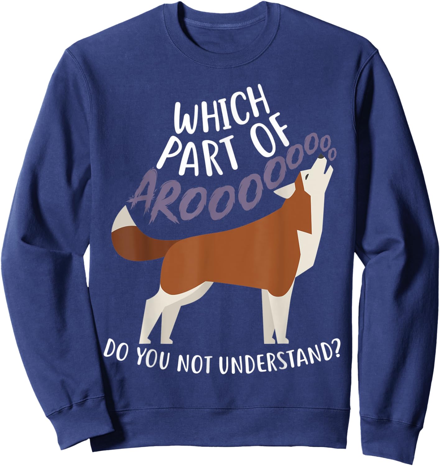 Red Siberian Husky Dog Aroo, Funny Pet Mom Cute Dog Dad Women Kids Sweatshirt - Sweatshirt | Navy
