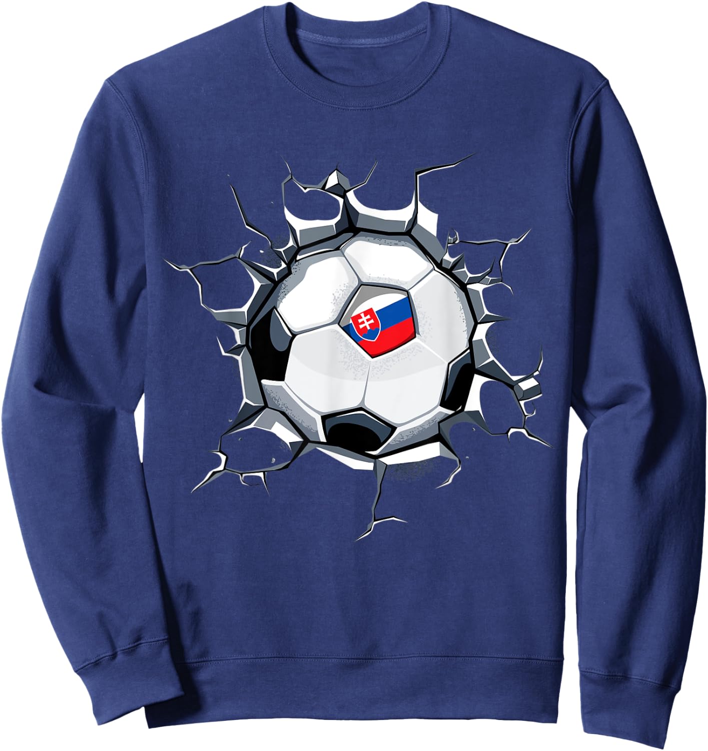 Slovakia Soccer Fan Jersey Slovak Football Flag Cracked Wall Sweatshirt - Sweatshirt | Navy