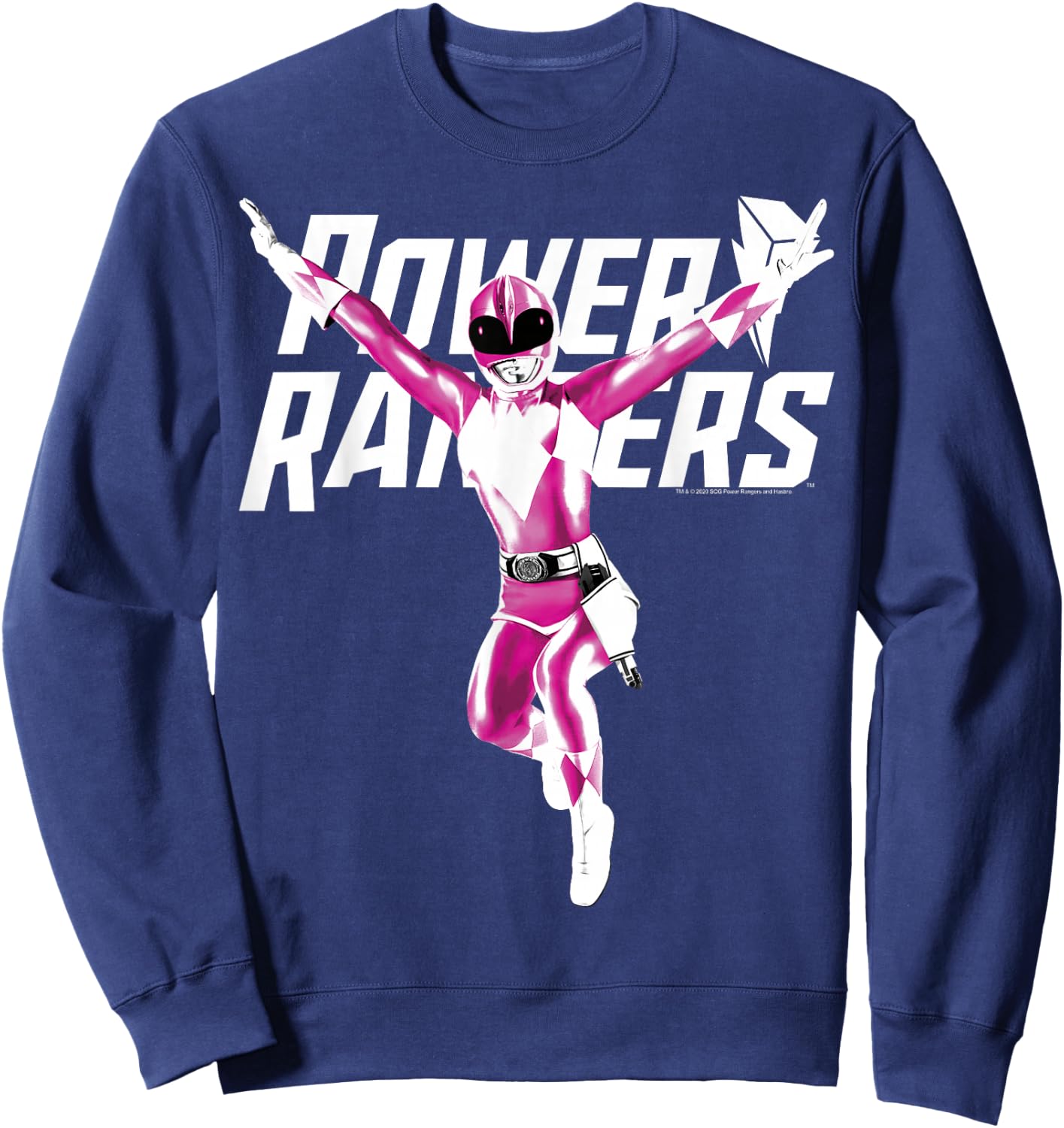 Power Rangers Pink Ranger Karate Action Pose Logo Small Sweatshirt - Sweatshirt | Navy