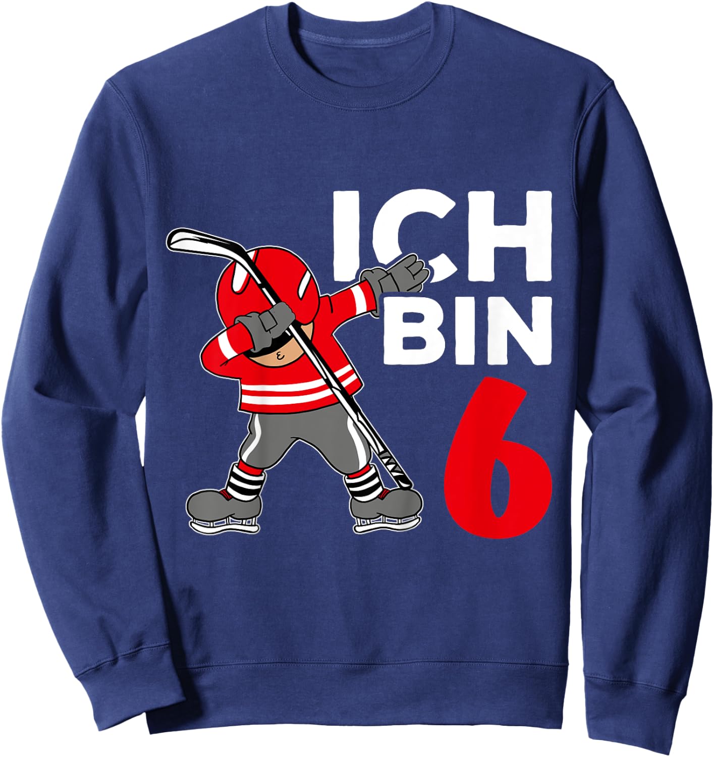 Kinder Ich Bin 6 Eishockey Hockey Geburtstag Eishockeyspieler Sweatshirt - Sweatshirt | Navy
