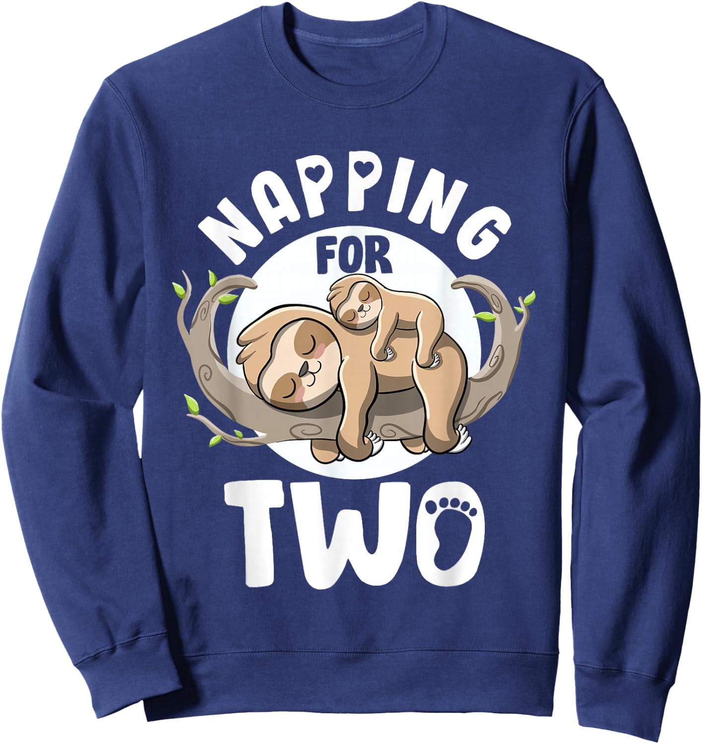 Napping For Two Cute Sloth Pregnancy Announcement Mom To Be Sweatshirt - Sweatshirt | Navy
